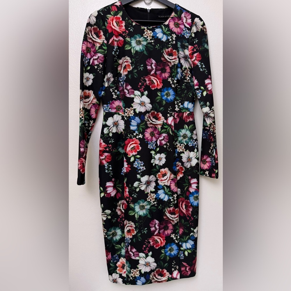 Black Halo Dress Lively Mini Black Floral Lined Sz 4 - Picture 2 of 10